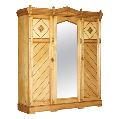 Pre-owned 1stdibs Victorian Ash Aesthetic Movement Wardrobe Built In Campaign Chest Of Drawers In Brown
