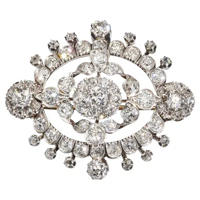 Pre-owned 1stdibs Victorian Diamond And Silver-upon-gold Brooch, Circa 1875 In Multi