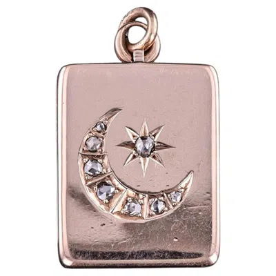 Pre-owned 1stdibs Victorian Diamond Crescent Moon Locket Of 9k Gold, Circa 1890 In Multi