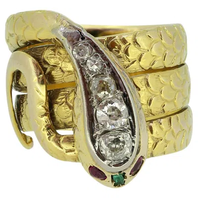 Pre-owned 1stdibs Victorian Diamond Snake Ring In Multi