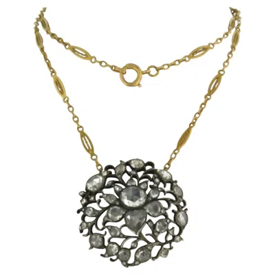 Pre-owned 1stdibs Victorian Necklace With Rose Cut Diamonds Up To 4.50ct 14k Gold And Silver In Red