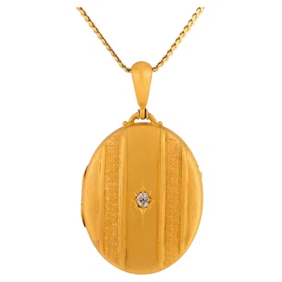 Pre-owned 1stdibs Victorian Old Mine Cut Diamond 14k Yellow Gold Locket Necklace