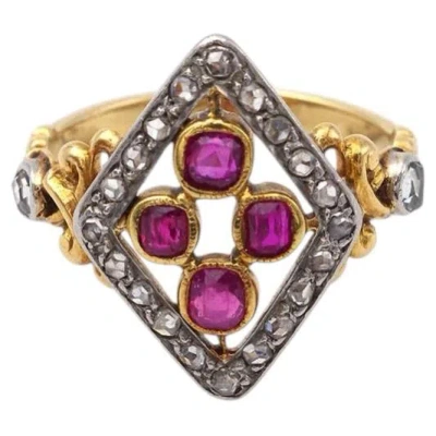 Pre-owned 1stdibs Victorian Ruby Diamond Ring In 18 Karats Gold In Multi