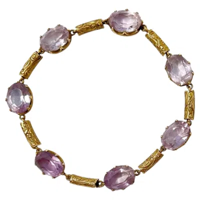 Pre-owned 1stdibs Victorian Silver Gilt And Amethyst Antique Bracelet In Purple