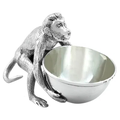 Pre-owned 1stdibs Victorian Sterling Silver Monkey Bowl By Lawrence Emanuel, 1894