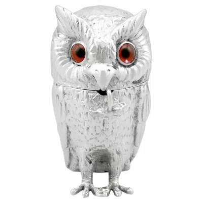 Pre-owned 1stdibs Victorian Sterling Silver Owl Mustard Pot By Richards & Brown, 1872 In Yellow