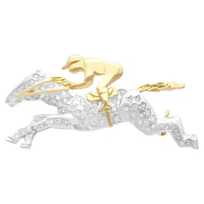 Pre-owned 1stdibs Vintage 0.82ct Diamond Horse And Jockey Brooch, 18k Gold, Circa 1950 In Multi