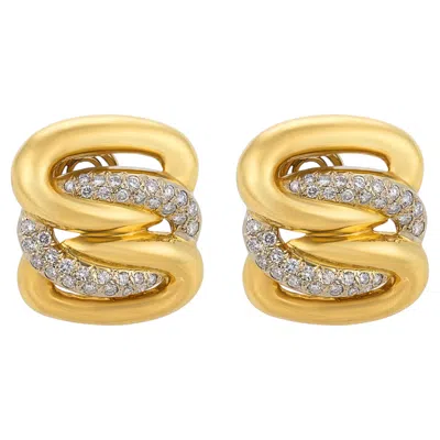 Pre-owned 1stdibs Vintage 1.40 Carat Diamond 18k Yellow Gold Ear Clips