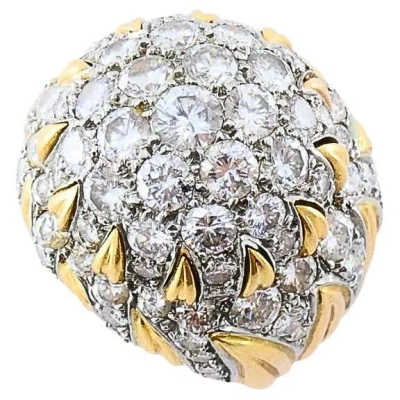Pre-owned 1stdibs Vintage 14k Gold Diamond Cocktail Floral Dome Ring In Multi