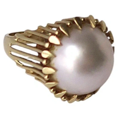 Pre-owned 1stdibs Vintage 14kt Yellow Gold Mabé Pearl Cocktail Ring, 1970s Modern