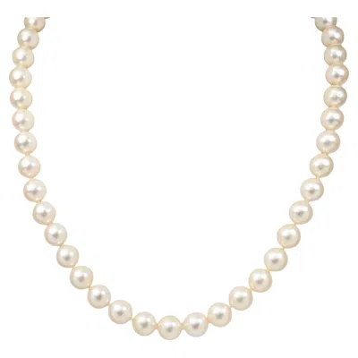 Pre-owned 1stdibs Vintage 17.5" Japanese Akoya Pearl Necklace, 14k Yellow Goldfill Clasp