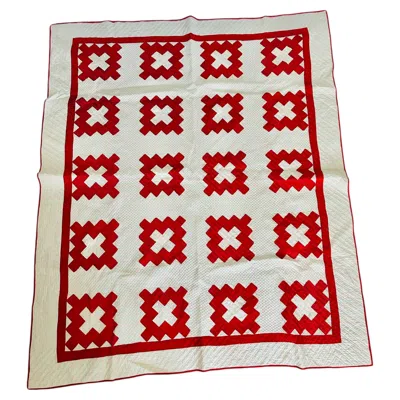 Pre-owned 1stdibs Vintage 1880s Red & White Arbor Window Or Album Quilt, Hand Quilted