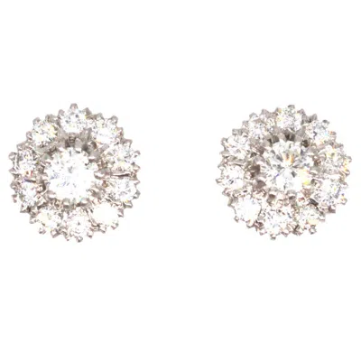 Pre-owned 1stdibs Vintage 18ct Gold 1.1 Ct Diamond Cluster Stud Earrings In Multi