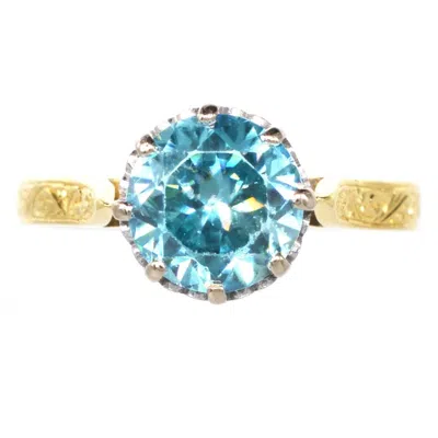 Pre-owned 1stdibs Vintage 18ct Gold And Platinum Zircon Solitaire Ring In Multi