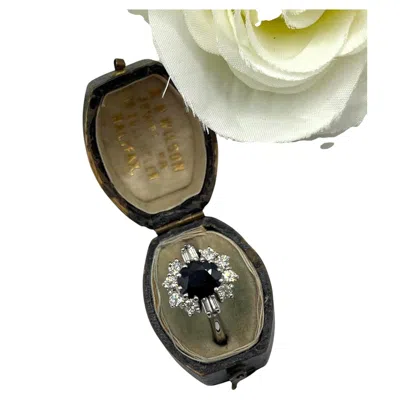 Pre-owned 1stdibs Vintage 18ct White Gold, Sapphire & Diamond Cluster Ring, Circa 1980s