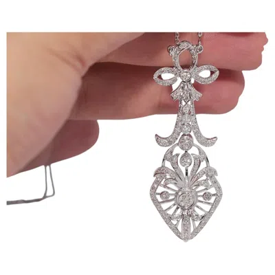 Pre-owned 1stdibs Vintage 18k Gold Estate Natural Diamond Decorated Bow Design Necklace In Multi