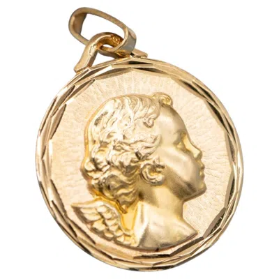 Pre-owned 1stdibs Vintage 18k Solid Yellow Gold Cherub Pendant – French Hallmark, Good Luck Charm