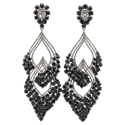 Pre-owned 1stdibs Vintage 18k White Gold Dangling Earrings With 25.91 Carat Black Diamonds