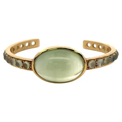Pre-owned 1stdibs Vintage 18k Yellow Gold Cuff Bracelet With 23.57x16.22mm Moonstone