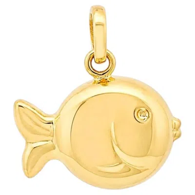 Pre-owned 1stdibs Vintage 18k Yellow Gold Polished Finish Puffed Fish Charm Pendant