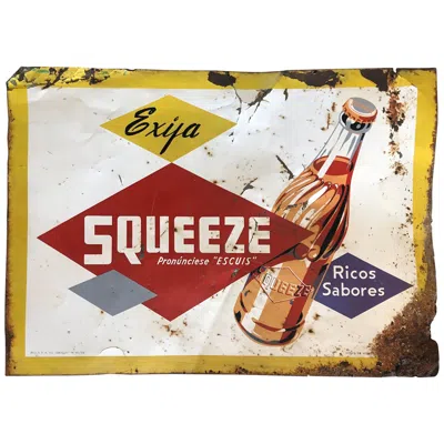 Pre-owned 1stdibs Vintage 1956 Mexican Soda Tin Sign In Sand
