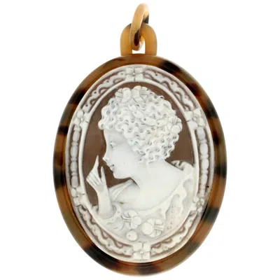Pre-owned 1stdibs Vintage 1970s Italian Galalith Cameo Pendant For Necklace In Multi