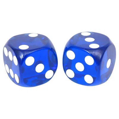 Pre-owned 1stdibs Vintage 1980's Royal Blue And White Resin Dice Sculptures, Desk Accessory