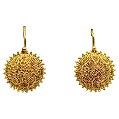Pre-owned 1stdibs Vintage 22k Gold Hand-granulated Sunflower Earrings In Multi