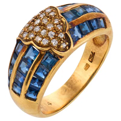 Pre-owned 1stdibs Vintage 2.40 Carat Sapphire Diamond 18k Yellow Gold Ring