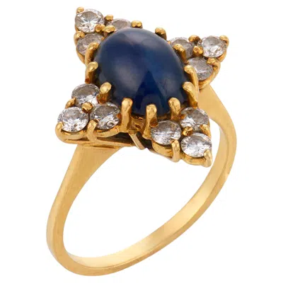 Pre-owned 1stdibs Vintage 2.50 Carat Sapphire Diamond 18k Yellow Gold Ring