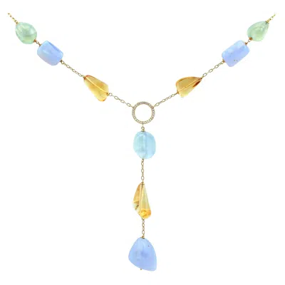 Pre-owned 1stdibs Vintage 302ct Citrine Quartz And Diamond Gold Necklace In Multi