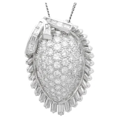 Pre-owned 1stdibs Vintage 3.92 Carat Diamond And 10k White Gold Organic Pendant Circa 1950