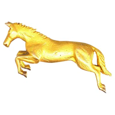 Pre-owned 1stdibs Vintage 9ct Gold Jumping Horse Brooch By Alabaster & Wilson In Multi