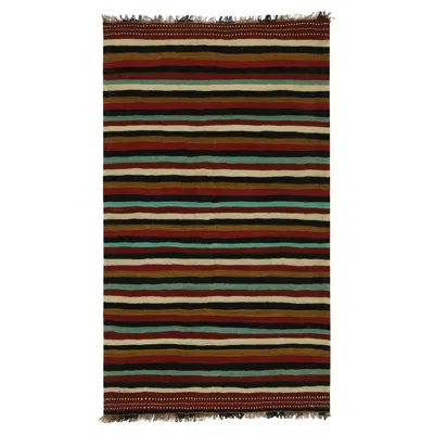 Pre-owned 1stdibs Vintage Afghan Tribal Kilim Rug With Colorful Stripes, From Rug & Kilim In Black