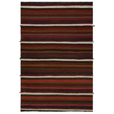 Pre-owned 1stdibs Vintage Afghan Tribal Kilim Rug With Colorful Stripes, From Rug & Kilim In Black