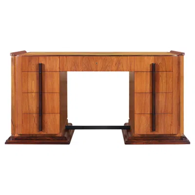 Pre-owned 1stdibs Vintage American Art Deco Walnut And Rosewood Executive Desk, 1930s In Brown