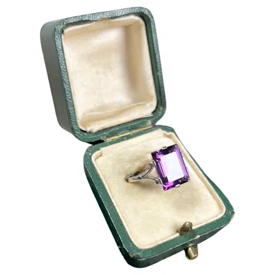 Pre-owned 1stdibs Vintage Amethyst Cocktail Ring Platinum Stamped Circa 1940's In Purple