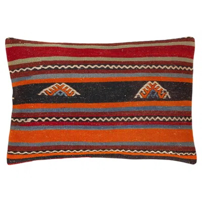 Pre-owned 1stdibs Vintage & Old Kilim Cushion Cover Rectangular Yastik Turkish Modern Pillow 4118 In Brown
