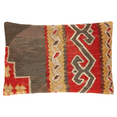 Pre-owned 1stdibs Vintage & Old Kilim Cushion Cover Rectangular Yastik Turkish Modern Pillow 4124 In Brown