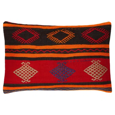 Pre-owned 1stdibs Vintage & Old Kilim Cushion Cover Rectangular Yastik Turkish Modern Pillow 4128 In Red
