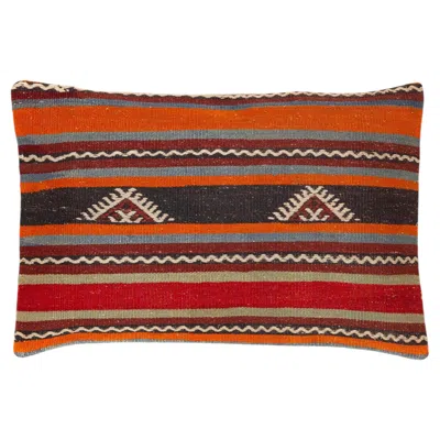Pre-owned 1stdibs Vintage & Old Kilim Cushion Cover Rectangular Yastik Turkish Modern Pillow 4131 In Brown