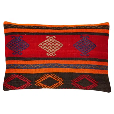 Pre-owned 1stdibs Vintage & Old Kilim Cushion Cover Rectangular Yastik Turkish Modern Pillow 4145 In Brown