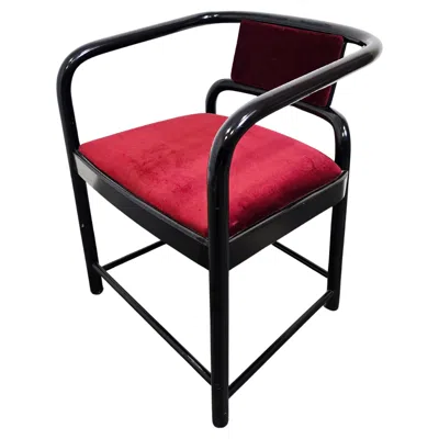 Pre-owned 1stdibs Vintage Armchair With Black Frame And Deep Red Velvet Upholstery, 1980