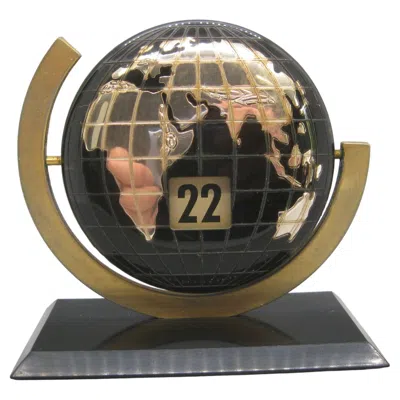 Pre-owned 1stdibs Vintage Art Deco Bakelite Globe Perpetual Flip Calendar Desk Accessory In Black