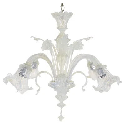 Pre-owned 1stdibs Vintage Baroque Style Four Arm Opaline Murano Chandelier In Transparent