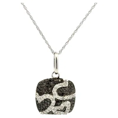 Pre-owned 1stdibs Vintage Black And White Diamond Cushion Shape Heart Gold Drop Pendant Necklace