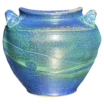 Pre-owned 1stdibs Vintage Boho Original Studio Pottery Vase In Blue