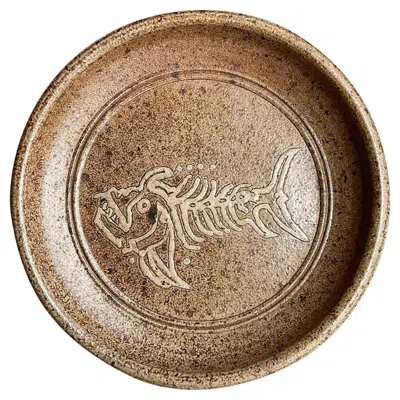 Pre-owned 1stdibs Vintage Boho Studio Pottery Fish Platter In Brown