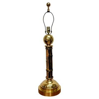 Pre-owned 1stdibs Vintage Brass And Burnt Bamboo Table Lamp By Hart, Circa 1980s, Usa In Brown
