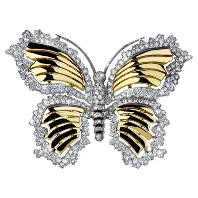 Pre-owned 1stdibs Vintage Butterfly Brooch From Angeletti Private Collection Gold With Diamonds In Multi